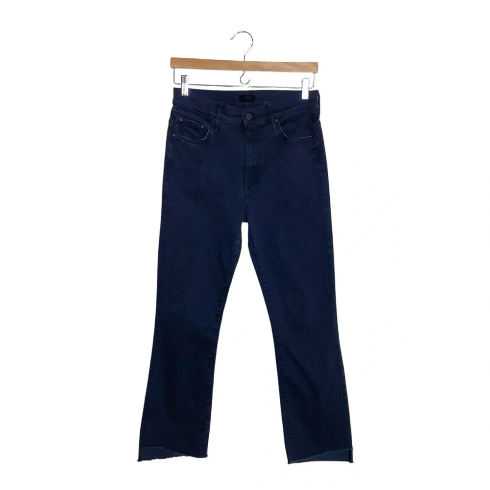Mother Insider Crop Step Fray High Rise Asymmetrical Raw Hem Jeans in Not Guilty - Picture 4 of 10